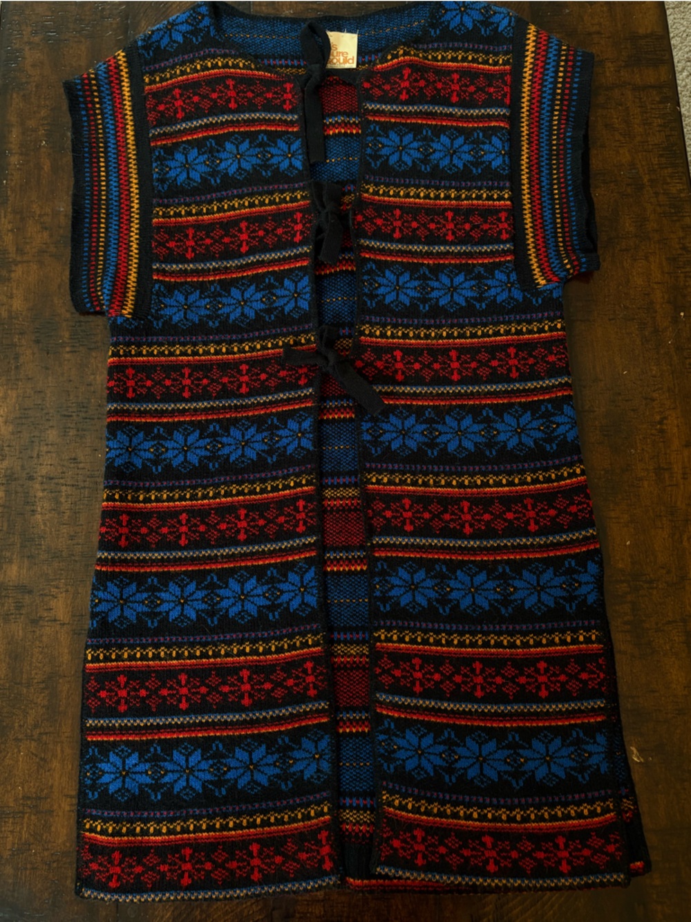 Vintage “Pure Gould” Knit Sweater Vest in Snowflake Pattern